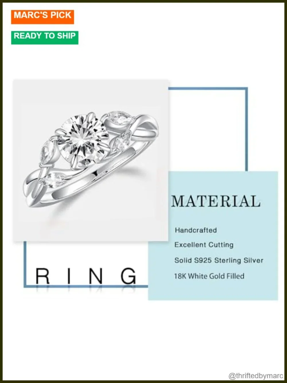 Moissanite Engagement Ring 1.2ct Round 925 Sterling Silver 14K White Gold
